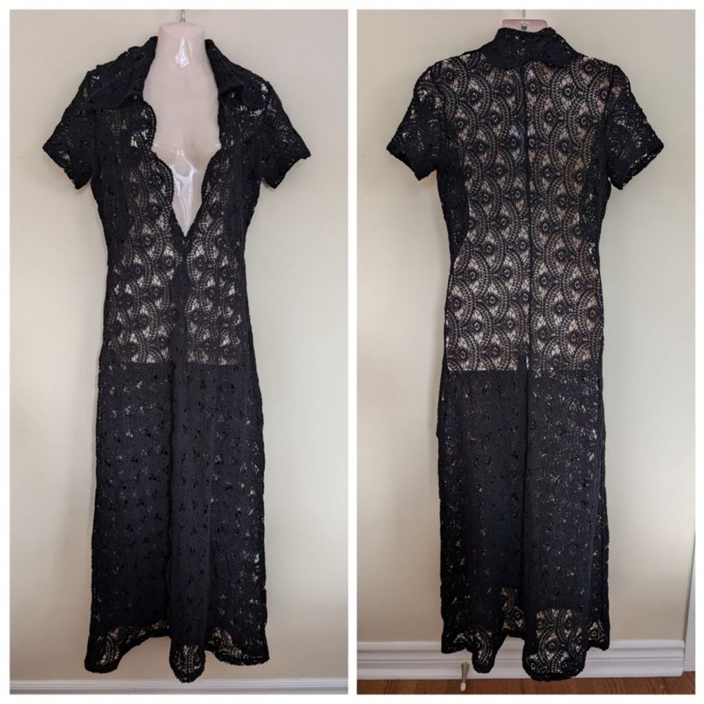 Nwt Beaufille Black Crochet Ellis Dress Size Xl — image 4 of 8